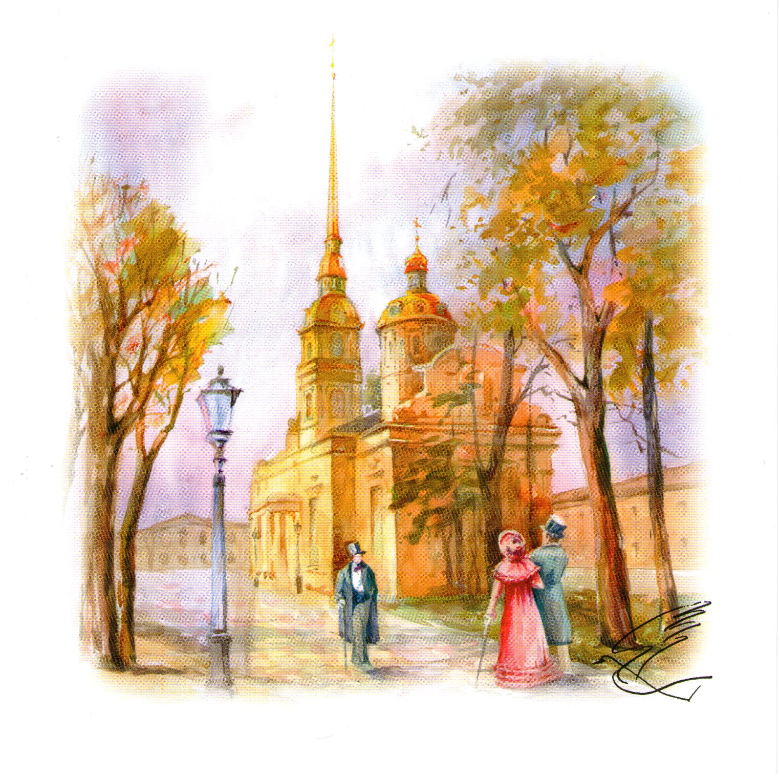 Рисунок осень в Петербурге для детей